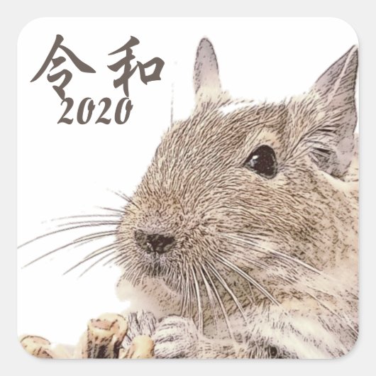 Sticker Carré 令和2020► DEGU ►   Rodents (Devant)