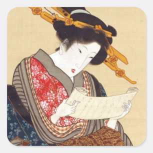 Sticker Carré 女, 国 Femme 貞, Kunisada, Ukiyo-e