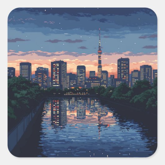 STICKER CARRÉ 東京の夜景ステッカー (Devant)