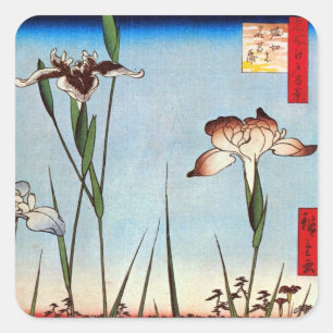 Sticker Carré 江 戸 の 菖 蒲, 重 Iris d'Edo, Hiroshige 広