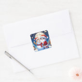 STICKER CARRÉ 猫サンタクロース (Enveloppe)
