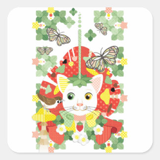Sticker Carré 苺大福／Strawberry Daifuku