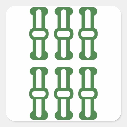 STICKER CARRÉ 麻雀牌 6索 / SIX OF BAMBOOS -MAHJONG TILE- (Devant)