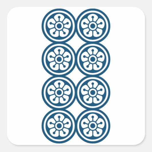 STICKER CARRÉ 麻雀牌 8筒 / EIGHT OF CIRCLES -MAHJONG TILE- (Devant)