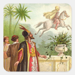 Sticker Carré 1001 Nuits Arabes : Le Cheval Enchanté