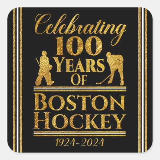 Sticker Carré 100 Ans De Hockey À Boston (Devant)