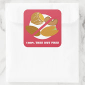 Sticker Carré 100% Arbre Nut Sans Nut Allergie Avertissement (Sac)