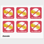 Sticker Carré 100% cacahuète sans arachide Personnalisable Rouge (Feuille)