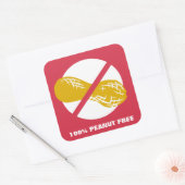 Sticker Carré 100% cacahuète sans arachide Personnalisable Rouge (Enveloppe)