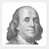Sticker Carré 100 dollars, Benjamin Franklin (Devant)
