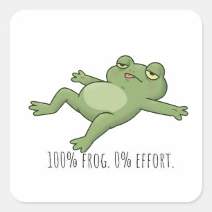 Sticker Carré 100% Grenouille. Effort de 0%.