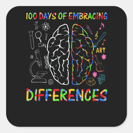 Sticker Carré 100 Jours D'acceptation Des Différences Sped Ensei (Devant)