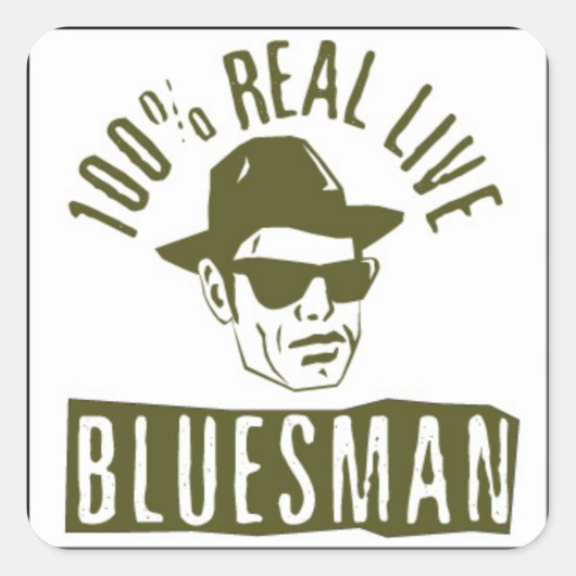 Sticker Carré 100% Real Live Bluesman (Devant)
