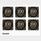 Sticker Carré 100e anniversaire de la Parties scintillant Noir e (Feuille)