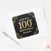 Sticker Carré 100e anniversaire de la Parties scintillant Noir e (Enveloppe)