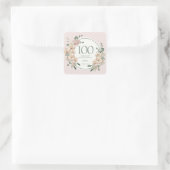 Sticker Carré 100e anniversaire Merci floral tropical (Sac)