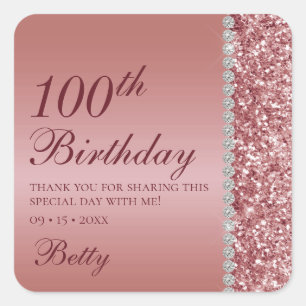 Sticker Carré 100e anniversaire Rose Gold