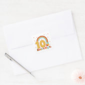 Sticker Carré 10 CHIFFRES Double Anniversaire Fille Fête Super (Enveloppe)