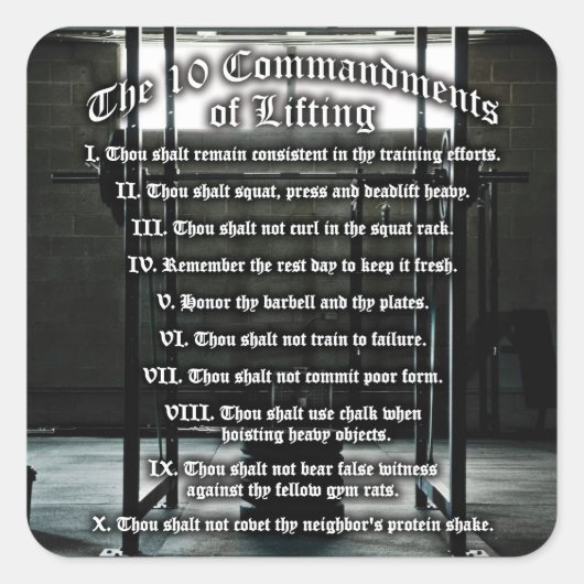 Sticker Carré 10 Commandements de levage (Devant)