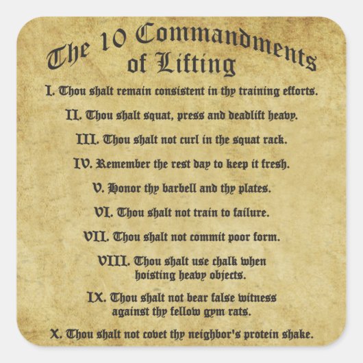 Sticker Carré 10 Commandements de levage (Devant)