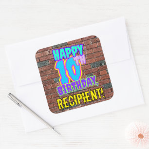 Sticker Carré 10e anniversaire - Amusant, Graffiti urbain inspir