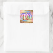 Sticker Carré 10e anniversaire arc-en-ciel parties scintillant p (Sac)
