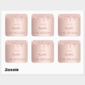 Sticker Carré 10e anniversaire blush rose or drips nom (Feuille)