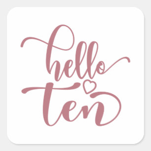 Sticker Carré 10e anniversaire filles Bonjour Dix mignonnes 10 a