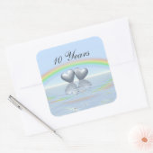 Sticker Carré 10e anniversaire Tin Hearts (Enveloppe)