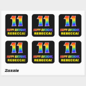 Sticker Carré 11e anniversaire : Bold, amusant, simple, arc-en-c (Feuille)