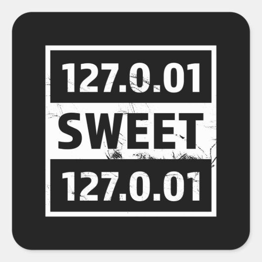 Sticker Carré 127.0.01 Drôle Codage Programmation Cadeau (Devant)