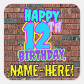 Sticker Carré 12e anniversaire - Amusant, Graffiti urbain inspir (Devant)