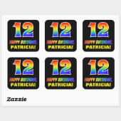 Sticker Carré 12e anniversaire : Bold, amusant, simple, arc-en-c (Feuille)