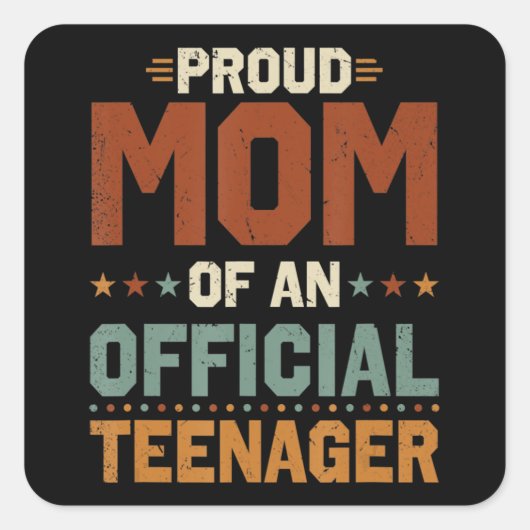 Sticker Carré 13e Birthday Venin de Boys Proud Maman d'office (Devant)