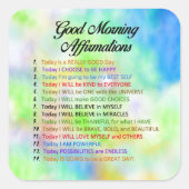 Sticker Carré 14 Affirmations du bon matin - Pensée positive (Devant)