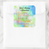 Sticker Carré 14 Affirmations du bon matin - Pensée positive (Sac)