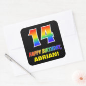 Sticker Carré 14e anniversaire : Bold, amusant, simple, arc-en-c (Enveloppe)