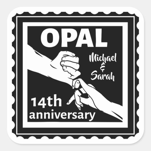 Sticker Carré 14e anniversaire du mariage Opal traditionnel (Devant)