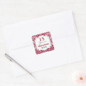 Sticker Carré 15e anniversaire du Mariage Ruby Red Damask A04A (Enveloppe)