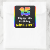 Sticker Carré 15e anniversaire : Rainbow Spectrum # 15, Nom pers (Sac)