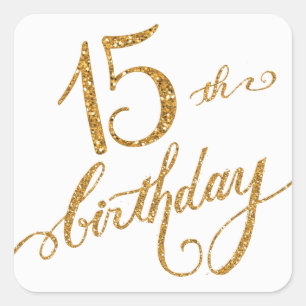 Sticker Carré 15ème, quinzième fête d'anniversaire de mis Qui