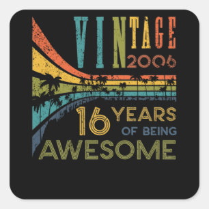 Sticker Carré 16 Anniversaire Vintage 2006 16e anniversaire