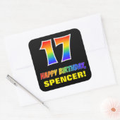 Sticker Carré 17e anniversaire : Bold, amusant, simple, arc-en-c (Enveloppe)