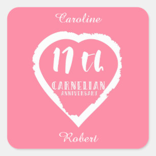 Sticker Carré 17e anniversaire Mariage carnélien traditionnel