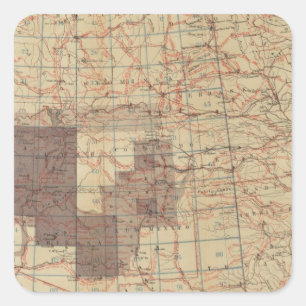 Sticker Carré 1876 Carte des enquêtes géographiques américaines