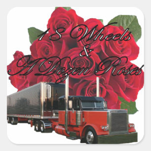 Sticker Carré 18 roues et douzaine roses