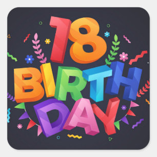 Sticker Carré 18e anniversaire