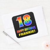 Sticker Carré 18e anniversaire : Bold, amusant, simple, arc-en-c (Enveloppe)