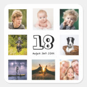 Sticker Carré 18e anniversaire fête photo collage garçon (Devant)