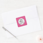 Sticker Carré 18e anniversaire Pink White Black Dots (Enveloppe)